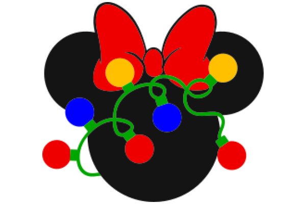 Vibrant Mickey Mouse Ear Decoration with Colorful Beads and Green Wire