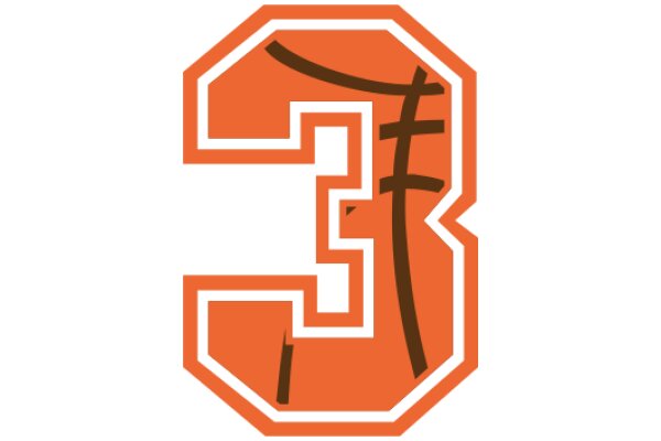 Vintage Orange and Brown Sign with Number Three
