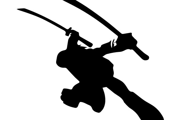 Silhouette of a Kendo Practitioner in Action