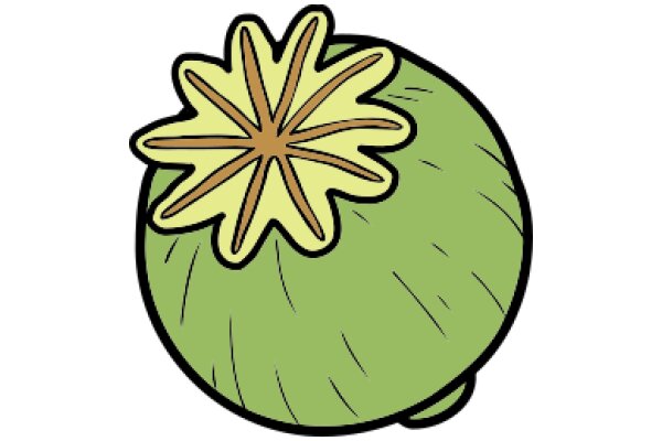 A Whimsical Illustration of a Fruit with a Flower on Top