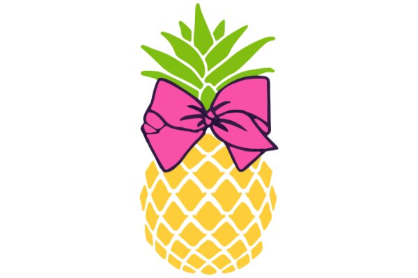 Vibrant Pink Bow on a Yellow Pineapple