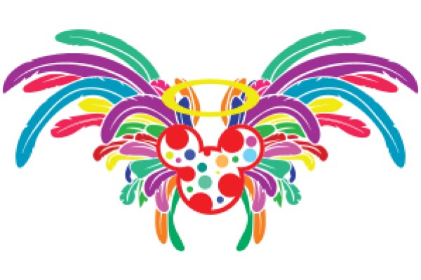 Vibrant and Colorful Artwork: A Whimsical, Multi-Colored Creature with a Halo
