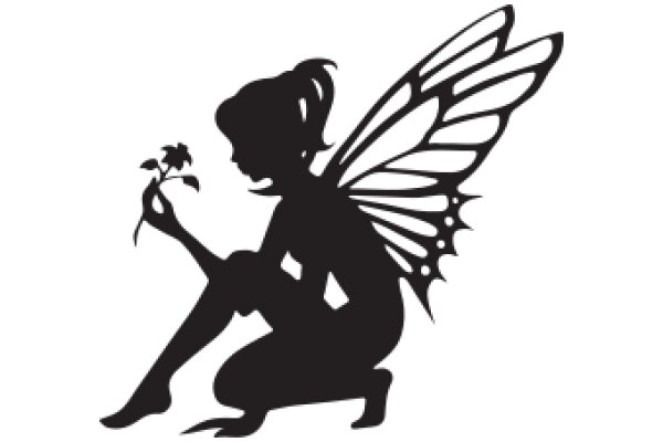 Silhouette of a Fairy with a Flower: A Symbol of Nature's Beauty and Delicacy