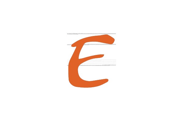 An Orange 'E' on a White Background.