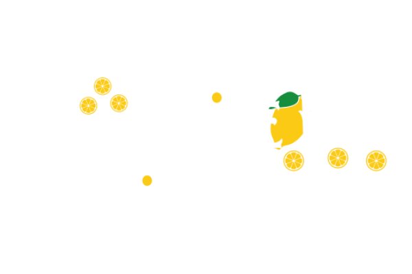 A Whimsical Scene of Fruit and a Character, Set Against a Clean, White Background