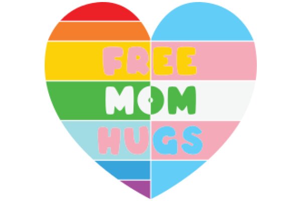 Colorful Rainbow Heart with the Words 'Free Mom Hugs'