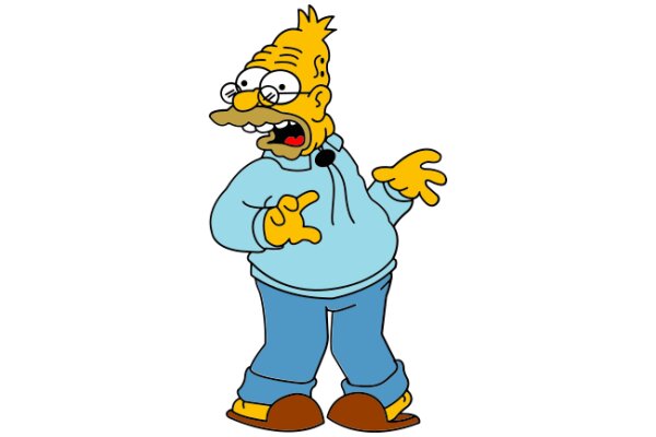 Humorous Cartoon of Homer Simpson from The Simpsons, Expressing Surprise or Excitement