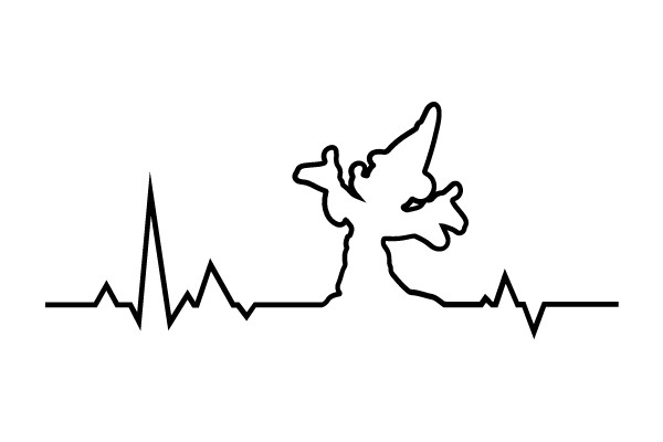 Silhouette of a Flying Bird Over a Heartbeat Line