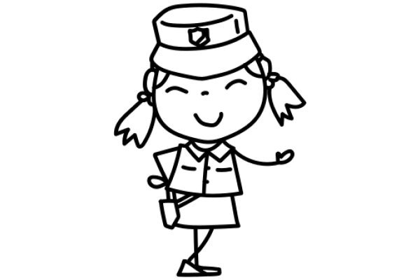 A Whimsical Drawing of a Schoolgirl with a Smile