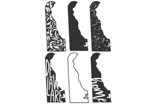 A Collection of State Silhouettes with Handwritten Names