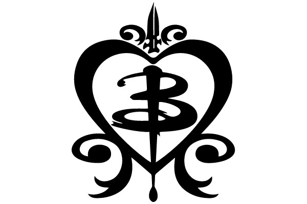Stylized Logo with Heart and Snake Design