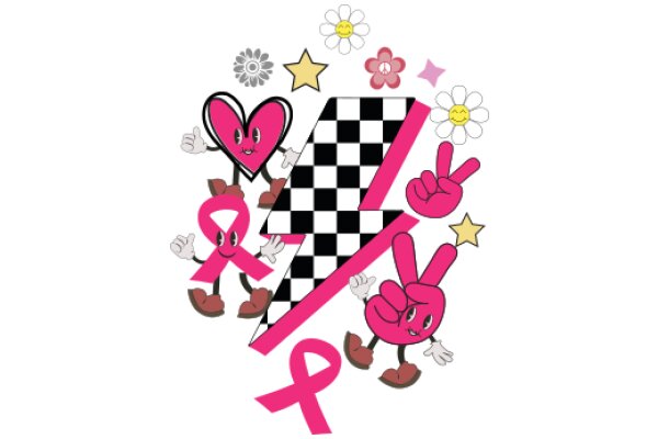 Vibrant and Playful Illustration: A Colorful Display of Love, Support, and Racing