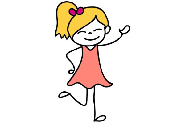 A Cartoon Character with Blonde Hair and a Pink Dress, Posing with a Smile and a Wave