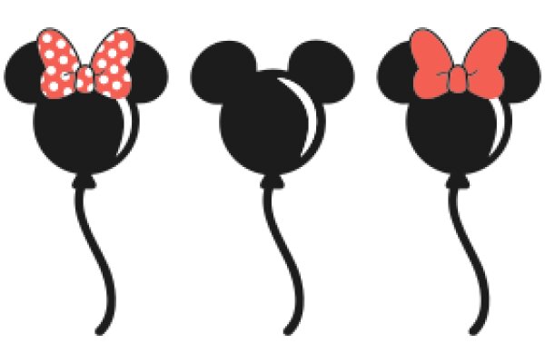 Three Stylized Mickey Mouse Ears with Different Bow Accessories