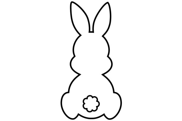 Simplistic Line Drawing of a Bunny with a Flower in its Pocket