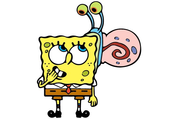 Surprised SpongeBob with Snail