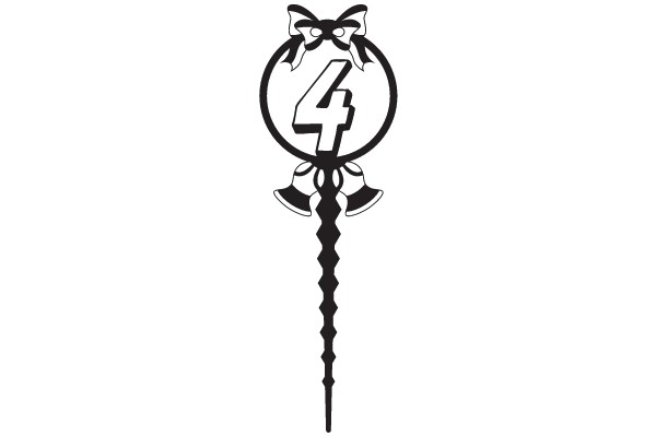 Stylized Number Four with Bow and Shoe Designs