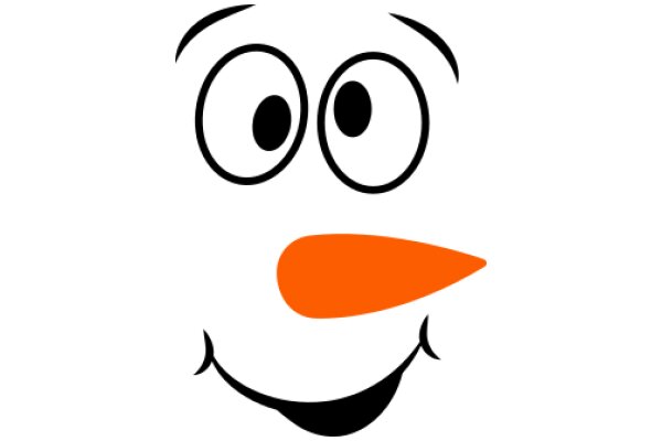 A Whimsical Character: A Smiling Face with an Orange Nose and a Black Mouth