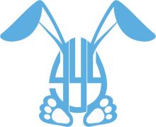 Stylized Blue Rabbit with Ears and Paws, Emblazoned with a White Letter 'S' on a White Background.