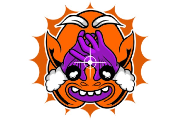 Vibrant and Whimsical Character Design: A Colorful Cartoon Monster with a Purple Hand and a White Horn