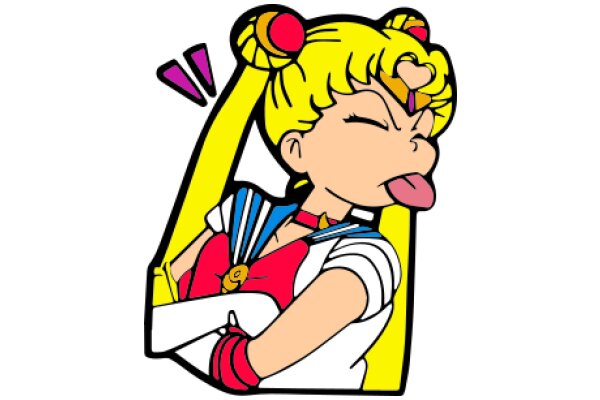 Sailor Moon's Playful Adventure: A Colorful Cartoon Illustration