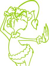 A Whimsical Christmas Character: A Green-Haired Santa Claus with a Fluffy Hat and a Candy Cane