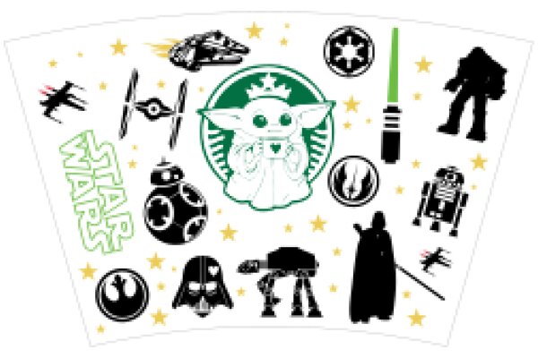Star Wars Themed Paper with Logos and Characters