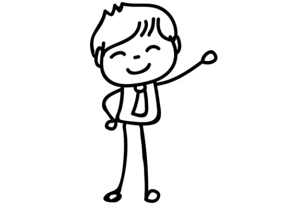 A Simple Line Drawing of a Smiling Cartoon Character