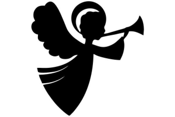 A Silhouette of an Angel Playing a Trumpet