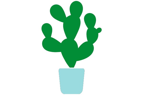 Green Cactus in Blue Pot