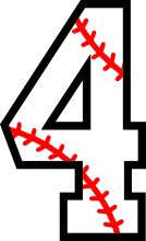 Baseball-Inspired Typography Art: A Stylized Number Four with a Red Stitch Detail