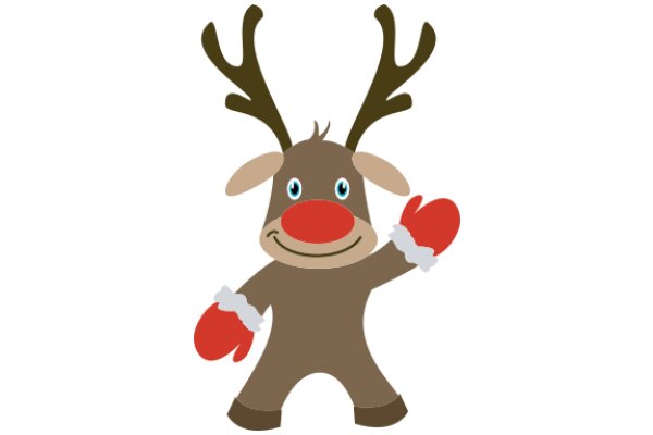 A Friendly Reindeer Character with Red Gloves and Antlers, Ready for Winter Fun!