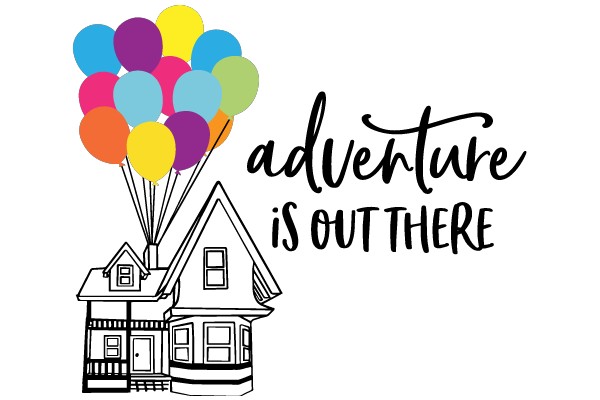 Adventure Awaits: A Colorful Illustration of a House with a Balloon