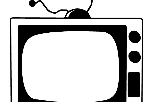 Vintage Television with Antenna Clip Art