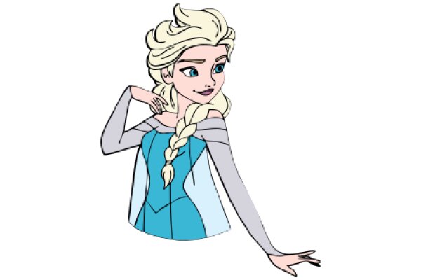 An Illustration of a Stylized Female Character with Blonde Hair and a Blue Dress, Posing with Her Hand on Her Hip.