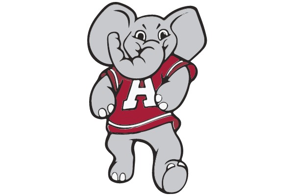 Cheerful Elephant Mascot in Red Jersey