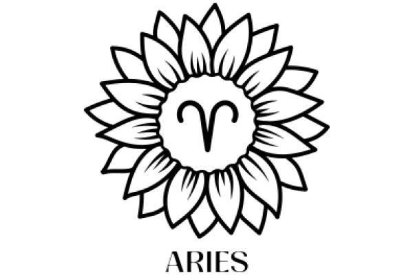 Stylized Artwork of a Flower with a Zodiac Sign at the Center