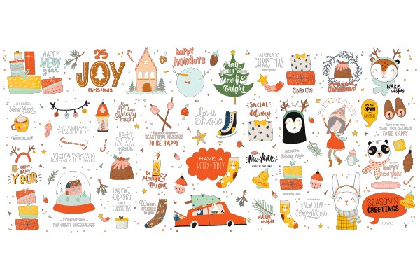 Festive Greetings: A Collection of Holiday and New Year Illustrations