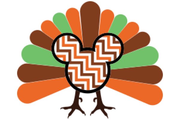 A Festive Thanksgiving Decoration: A Colorful Turkey with a Zigzag Pattern