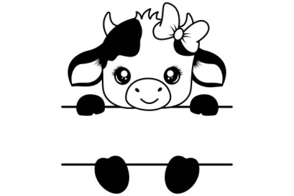 Adorable Cartoon of a Cow with a Bow