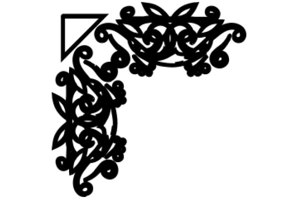 Artistic Illustration of a Letter P with Decorative Swirls and Leaves
