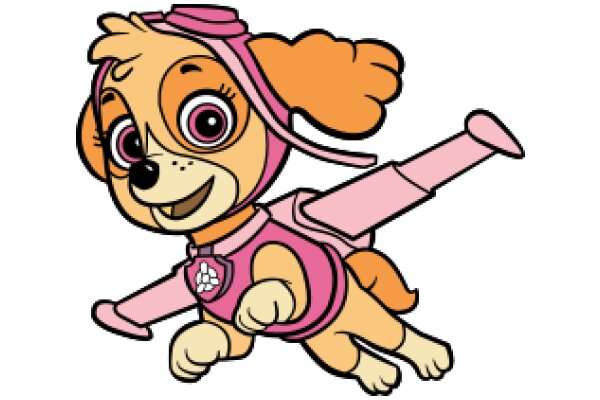 Adorable Animated Dog in a Pink Uniform, Ready for Adventure!