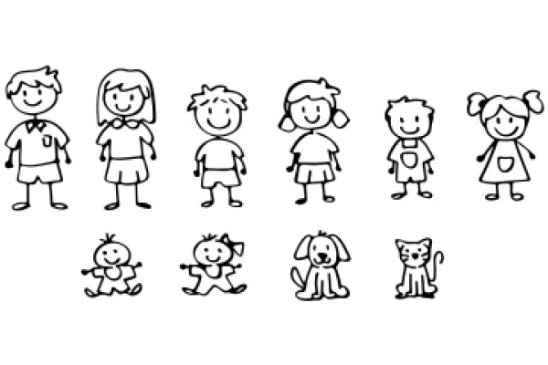 A Lineup of Cartoon Characters: A Collection of Children's Drawings