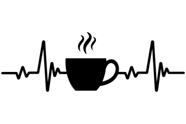 A Digital Illustration of a Coffee Cup with a Heartbeat Line and a Steam of Coffee
