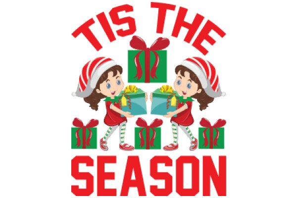 Season's Greetings: A Festive Illustration Celebrating the Holiday Spirit with Gifts and Cheerful Characters