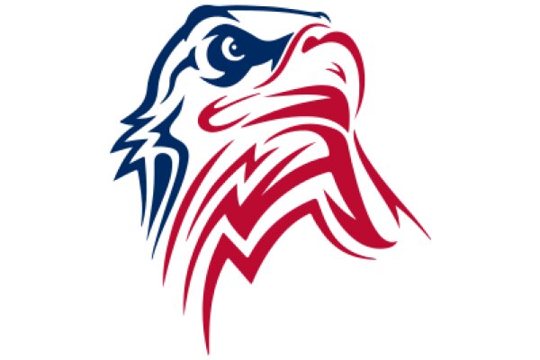 Stylized Eagle Logo with Red and Blue Design