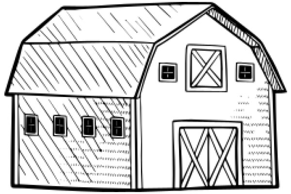 A Simple Line Drawing of a Barn