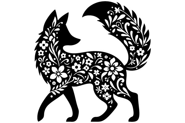Elegant Floral Wolf Silhouette
