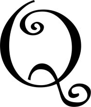 Stylized Letter Q with Swirls and Spirals