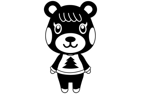 Adorable Cartoon Bear with a Christmas Tree Shirt